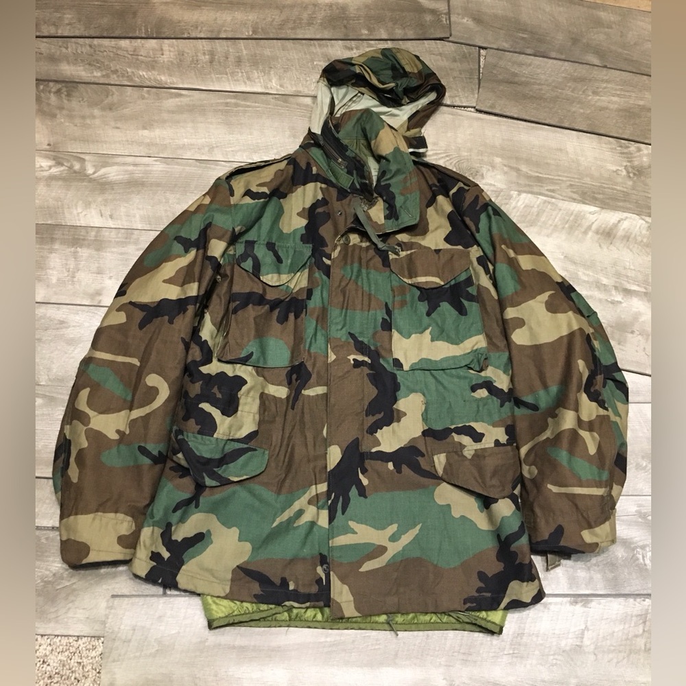 Vtg Golden MFG M65 US Military Field Cold Weather Field Coat Jacket W/Liner Med